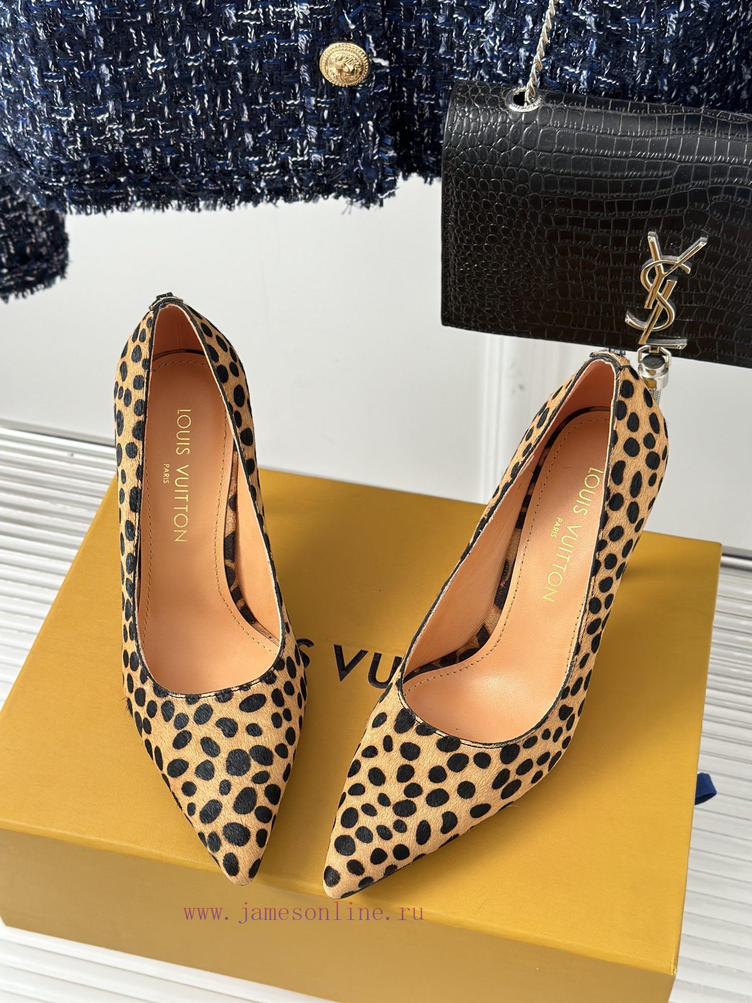 L * V Donkey Brand 23ss New Product ExplosiveLeopard print pointed high heelsThe shoe upper errx6rlc - Image 3