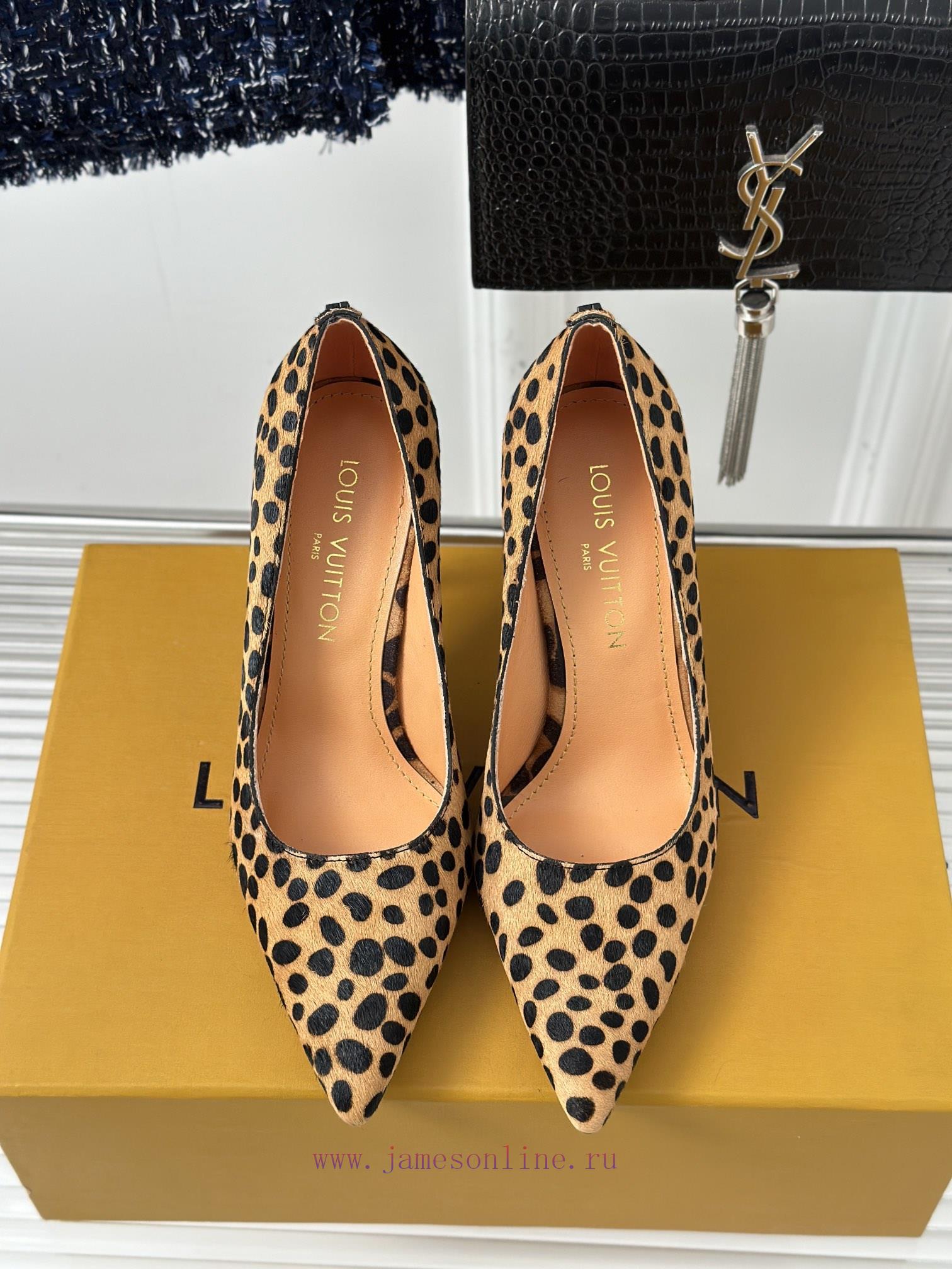 L * V Donkey Brand 23ss New Product ExplosiveLeopard print pointed high heelsThe shoe upper errx6rlc - Image 5