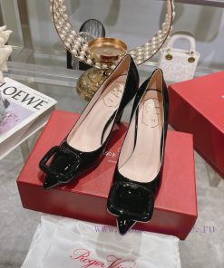 23Ss new RV baked paint square buckle single shoes high heels/low heelsInspired by the Bellevhav8bzg