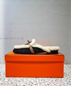 Top Hermes Kelly Buckle Series Woolen Half Slippers H Woolen TrailersOriginal purchase and dsjzhqwzd