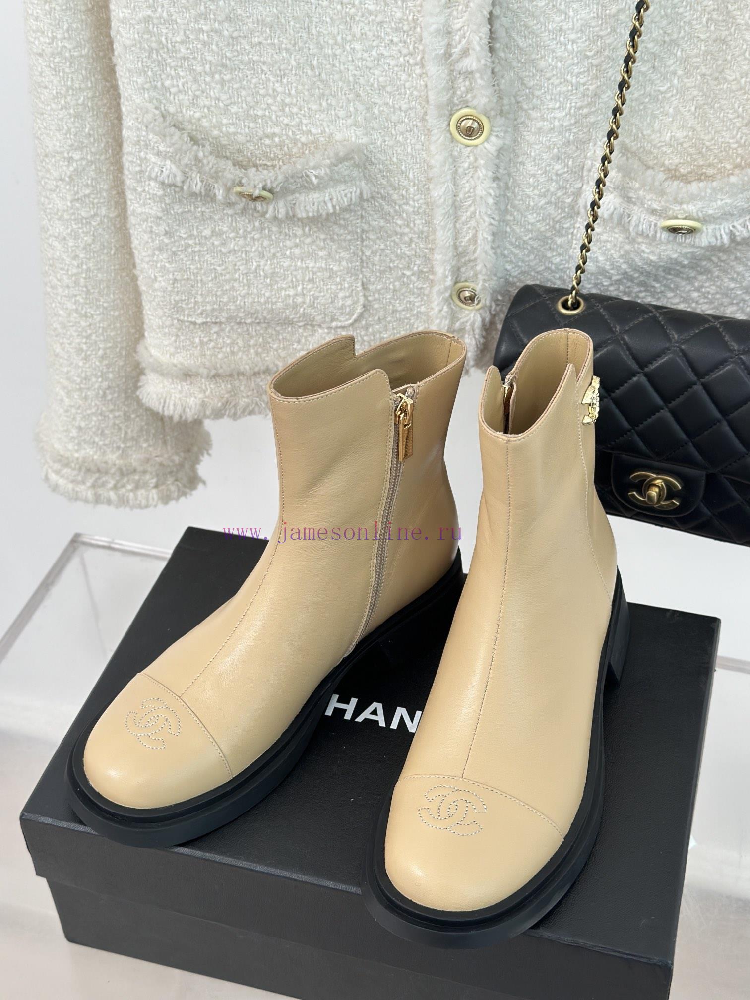 Chanel | Chanel 23c New ProductDouble C-side zipper short boot seriesThe shoe upper is made s59ia0cw - Image 3