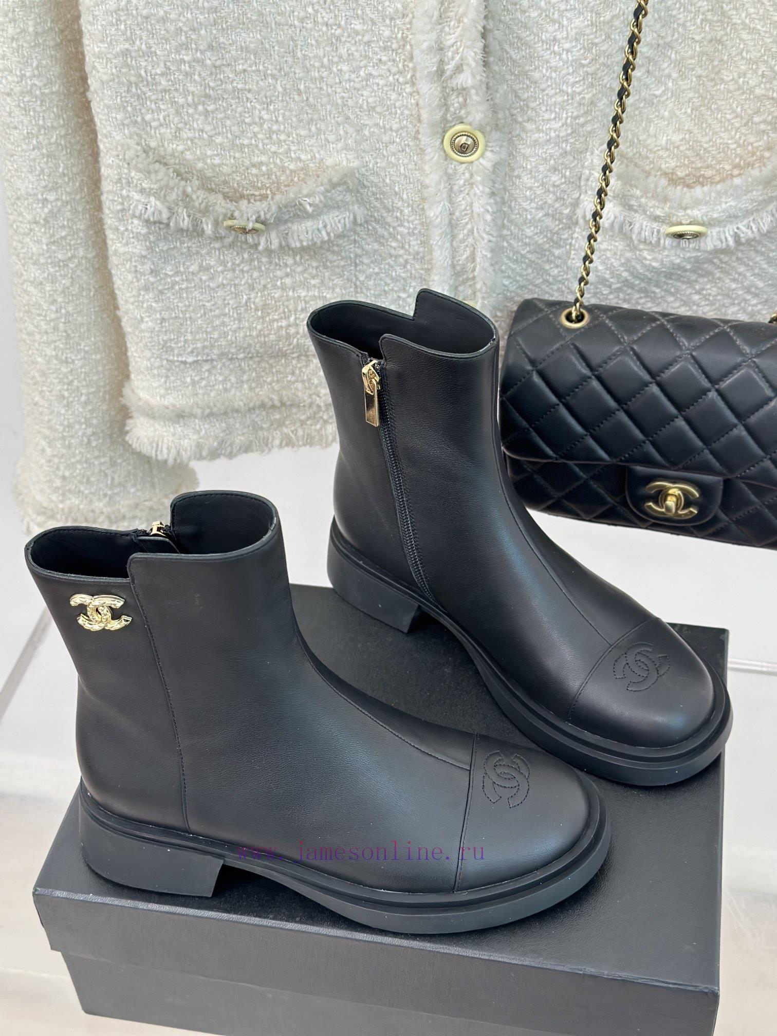 Chanel | Chanel 23c New ProductDouble C-side zipper short boot seriesThe shoe upper is made x4v4bxsd - Image 4