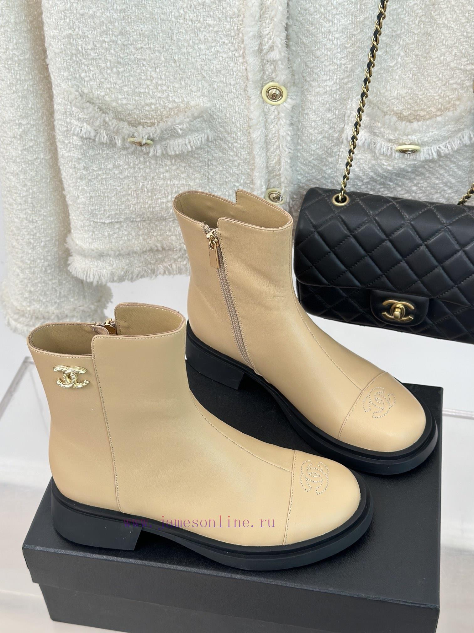 Chanel | Chanel 23c New ProductDouble C-side zipper short boot seriesThe shoe upper is made s59ia0cw - Image 4