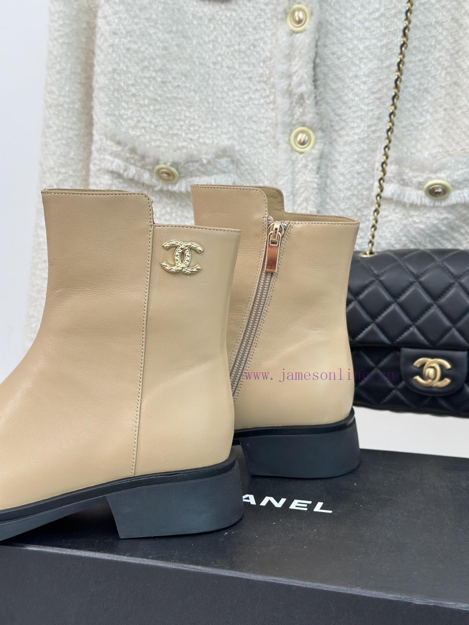 Chanel | Chanel 23c New ProductDouble C-side zipper short boot seriesThe shoe upper is made s59ia0cw - Image 9