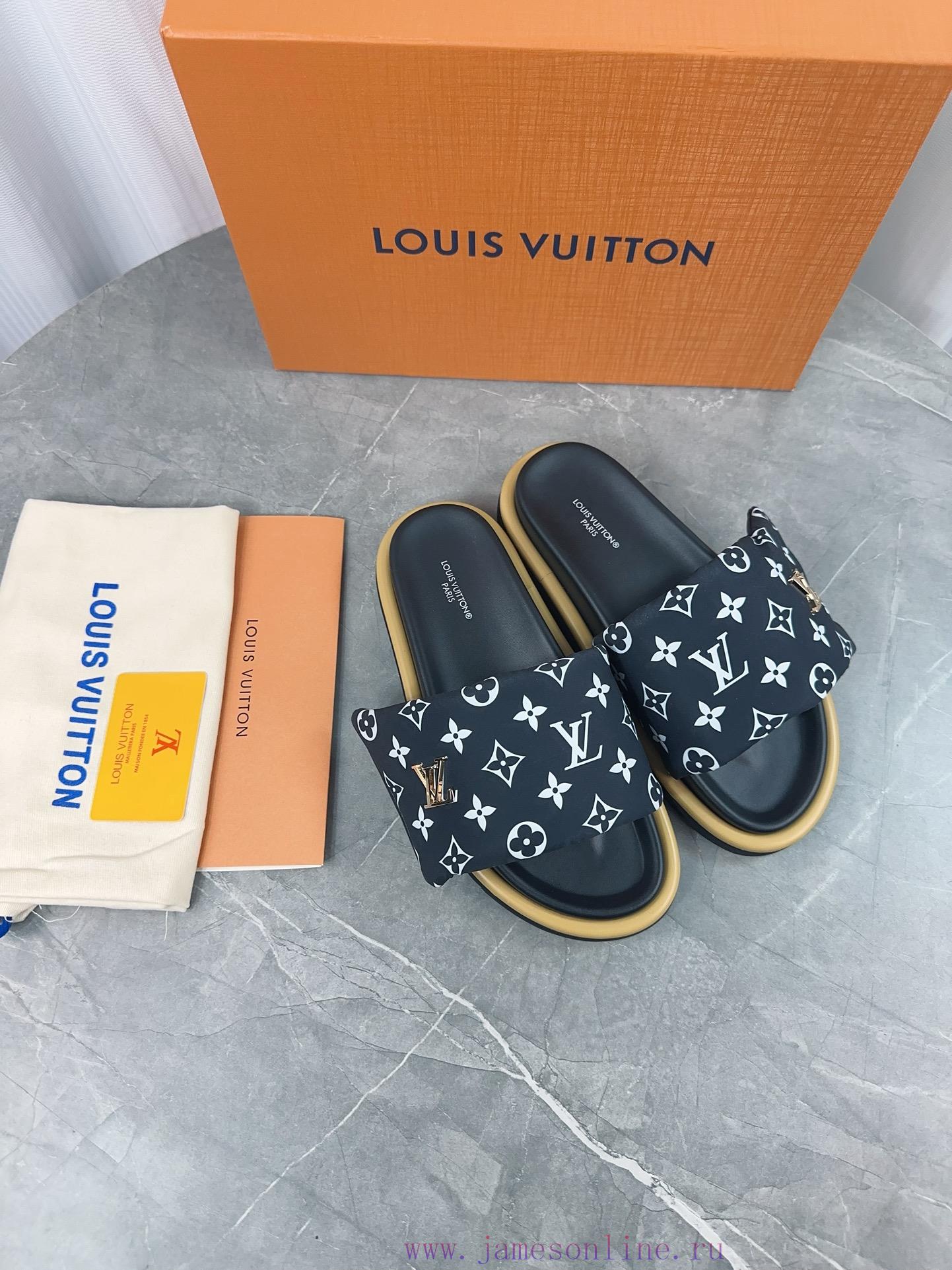 LV Lv brand L Home 2023 popular embossed logo embossed cool slippers. This Pool Pillow Comfolyer5llb - Image 6