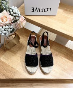 Brand LoeweLOEWE (Roewe) Slope heeled Fisherman's Shoes for Women, Canvas and Cow LeatherAna69kz77ih