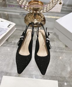 Top grade with diamondsDior 2024 new season hollowed out carved Mary Jane pointed single shopoijupso