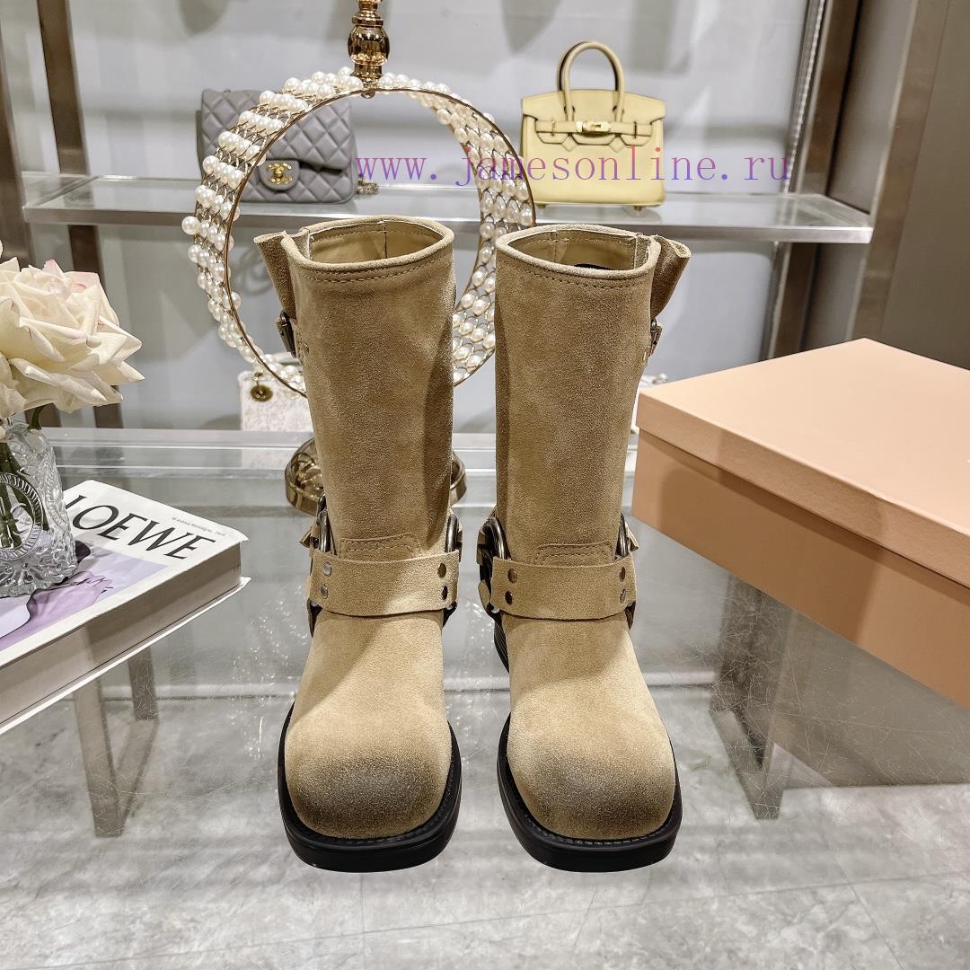 Miumiu 2024 autumn and winter new limited edition lock mouth short boots, new color hot bootcls6ko29