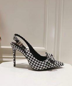 35-42 size genuine leather outsole, small square toe houndstooth fabric, single shoe sheepskumys962e