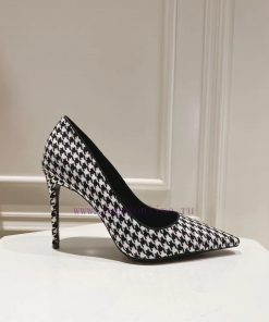 35-42 size genuine leather outsole, small square toe houndstooth fabric, single shoe sheepskjdpxvkaq