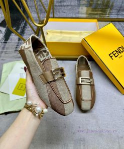 Latest FENDI loafers, two tone striped canvas fabric, embroidered edging, gold buckle, sheep4j4vk1zc