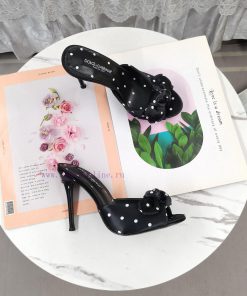 DG Top2024 New Silk Bow Stiletto SlippersAAA grade Italian black leather outsolePerfect atteh2e29pi2