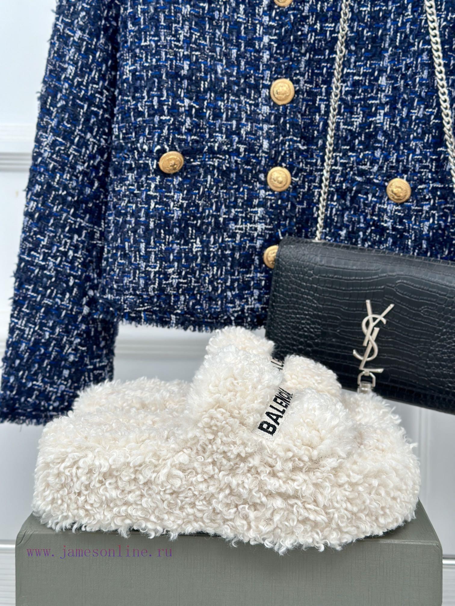 Balenciaga | Balenciaga 24S New Product Letter Embroidered Thai Thick Bottom Di Hairy Slippevlpa0tck