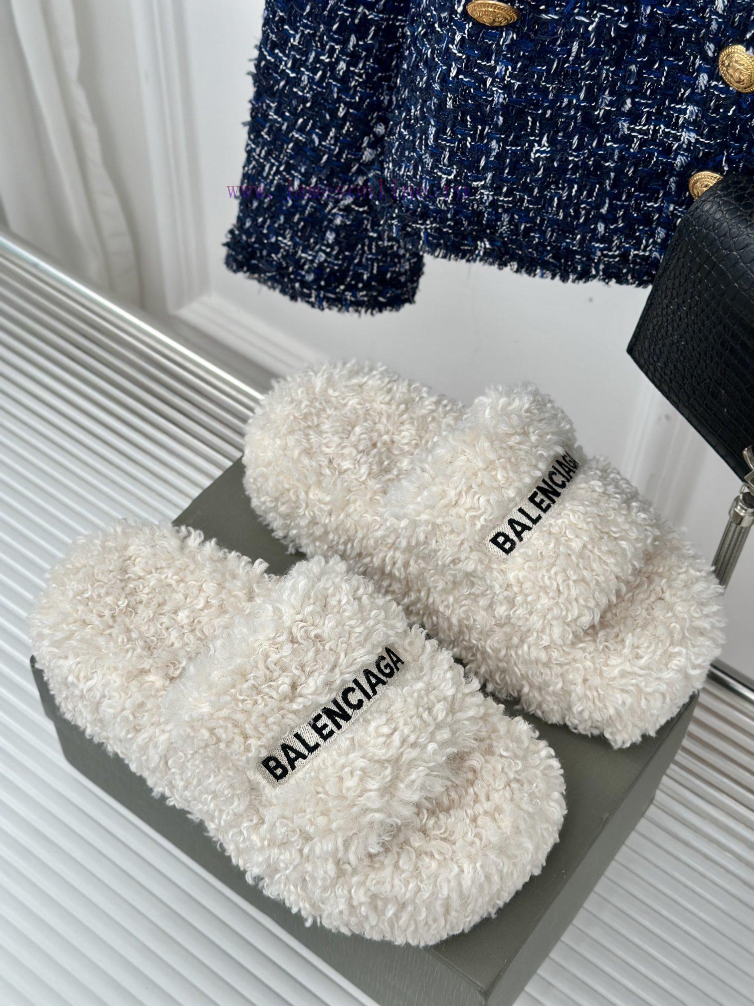 Balenciaga | Balenciaga 24S New Product Letter Embroidered Thai Thick Bottom Di Hairy Slippevlpa0tck - Image 4