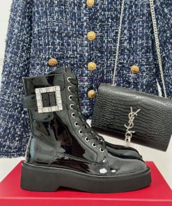 Roger Vivier | RV Classic Autumn/Winter Water Diamond Square Button Thick Bottom Short Bootsqingkvlw