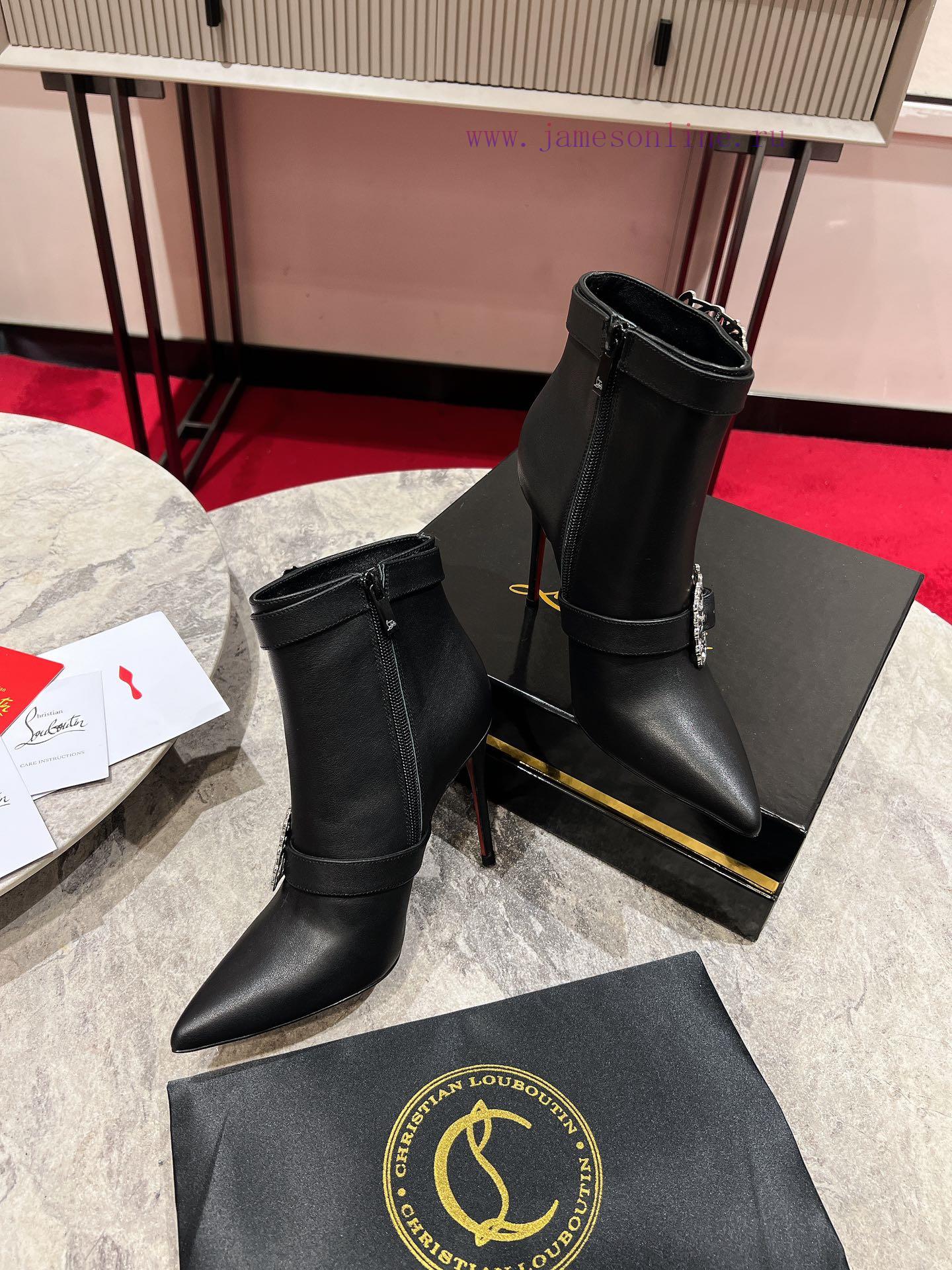 CL buckle boots ∙ ꫛꫀ w ︎It comes with 100mm stiletto heels made entirely of black calf leathaece6dv6 - Image 3