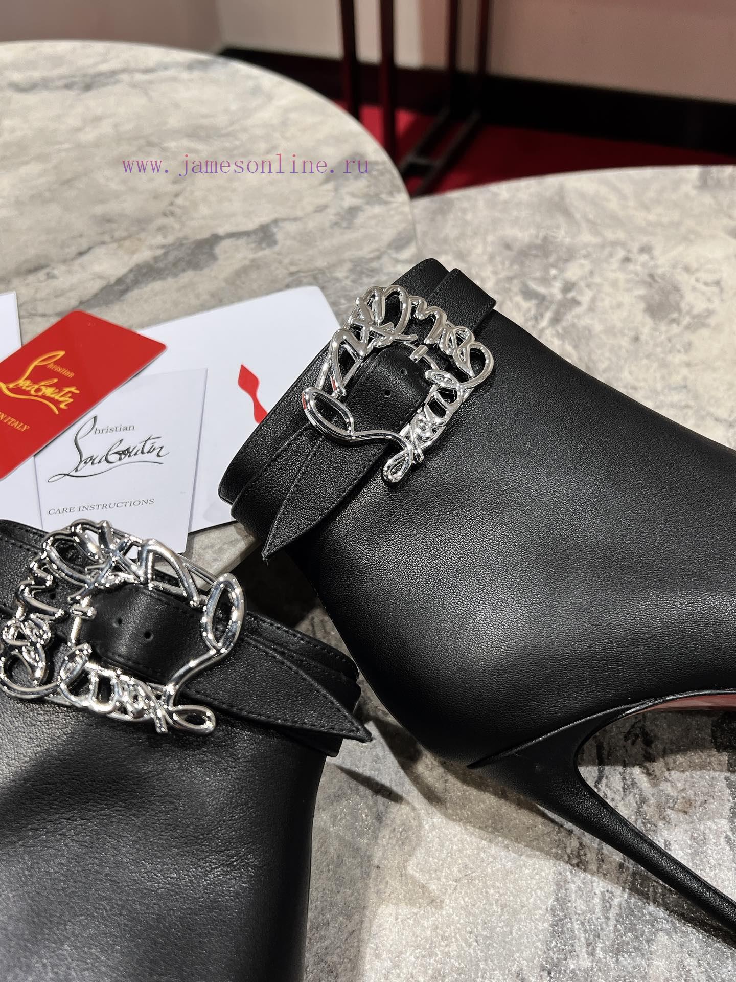 CL buckle boots ∙ ꫛꫀ w ︎It comes with 100mm stiletto heels made entirely of black calf leathaece6dv6 - Image 6