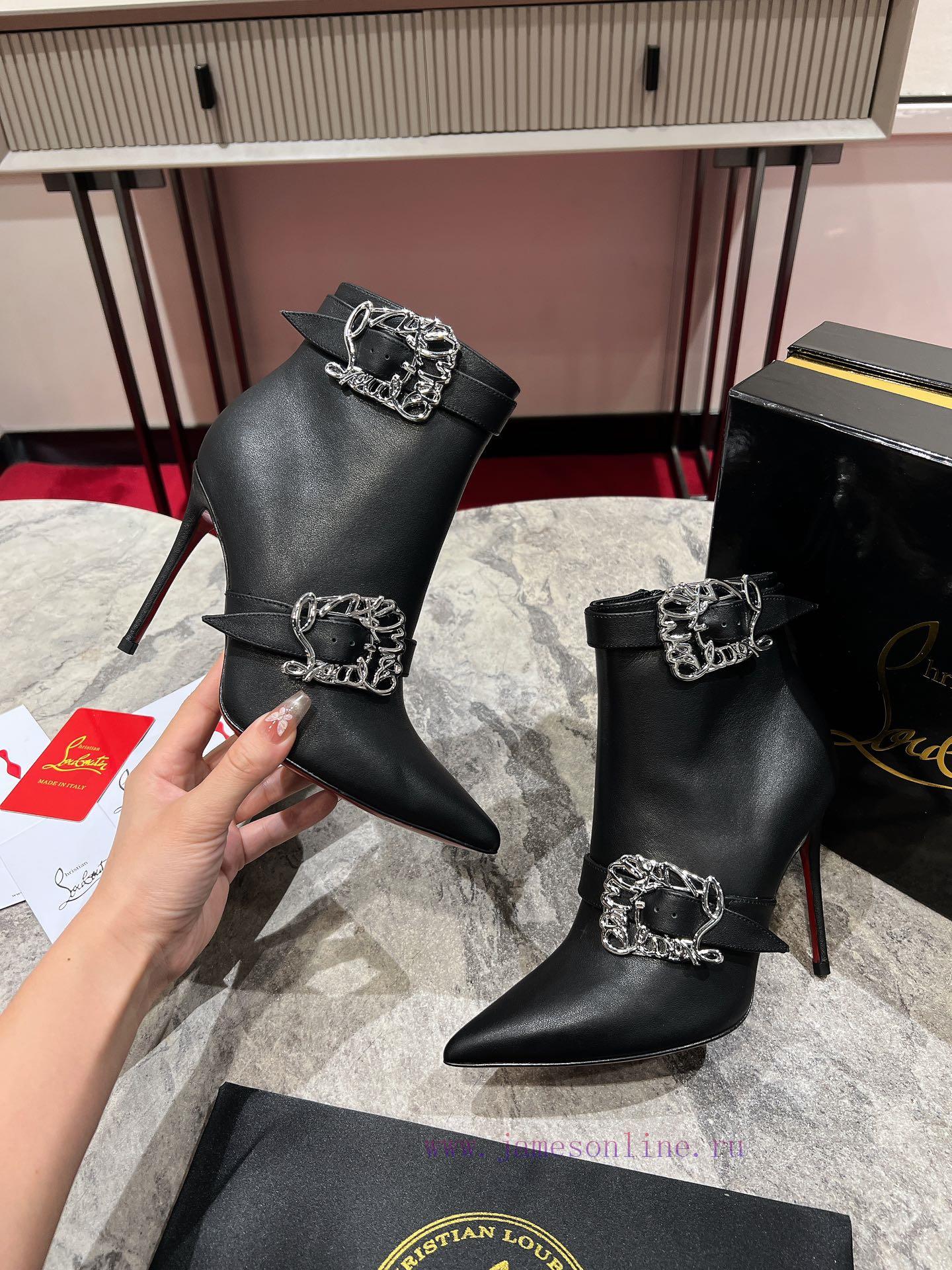 CL buckle boots ∙ ꫛꫀ w ︎It comes with 100mm stiletto heels made entirely of black calf leathaece6dv6 - Image 7