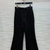 CK77553 Chanel 25 Early Spring New Style Black Coarse Tweed Micro Bell Bottom Pants With A Soci 8du3nfsh