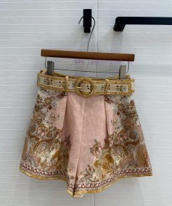 New Product BK76172 Zm * 25 Spring And Summer Vacation Cream Powder Floral Linen Shorts A Must- eqr6ti84