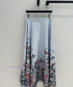 BB76313 Benang Jarum 25 Early Spring New Product Printed Striped Long Half Skirt With Tree Shad 180tnc9t