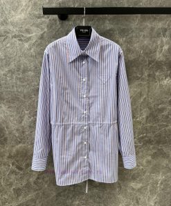 ZL60658 Prada 25ss Spring/Summer New Color Blocked Striped Collar Shirt Skirt 丨 YB Developed Pr 1tzwa3lq