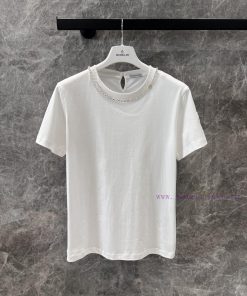 ZT60703 Moncler 25 Early Spring New Collar Nail Bead Round Neck Short Sleeved T-shirt 丨 YB Deve itxy68ni