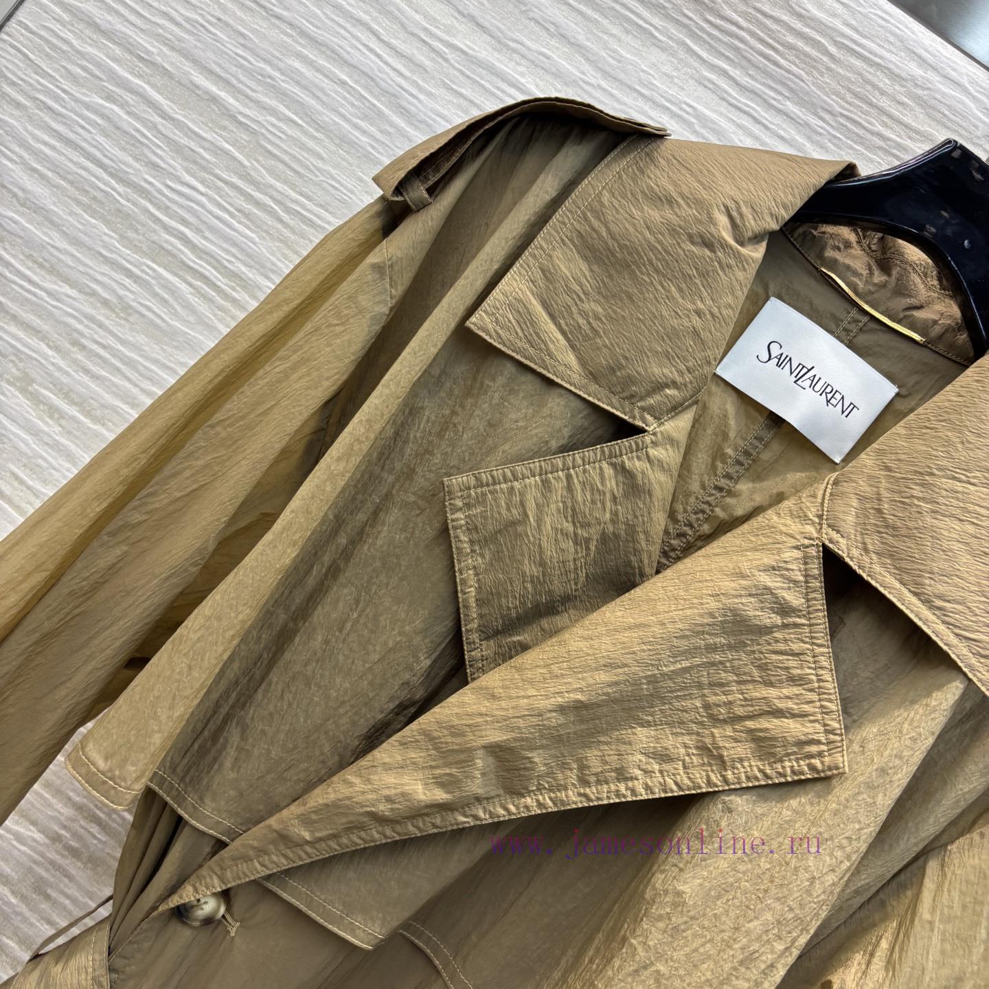 CW77369 YSL 25 Spring/Summer Double Breasted Long Classic Loose Windproof Coat. A Must-have Sun 4o8hznyc - Image 4