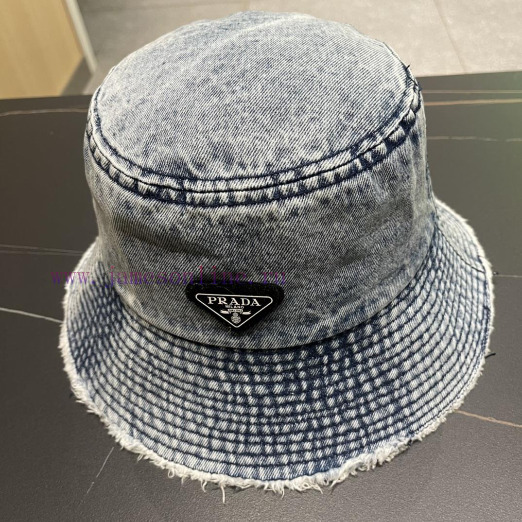 pr@da 2024 Prada denim inverted triangle baseball capStar washed denim color, same as the rucdcnuqsj - Image 3