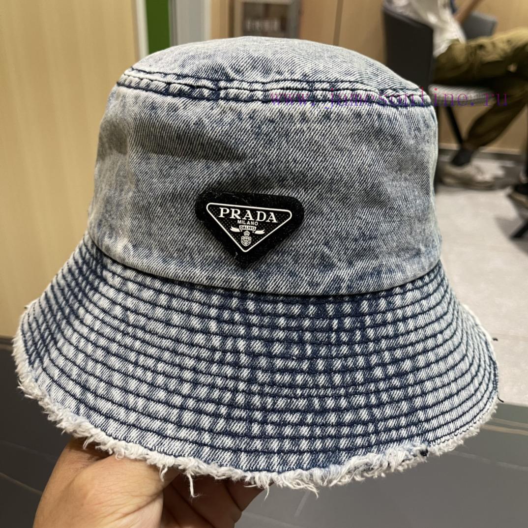 pr@da 2024 Prada denim inverted triangle baseball capStar washed denim color, same as the rucdcnuqsj - Image 7