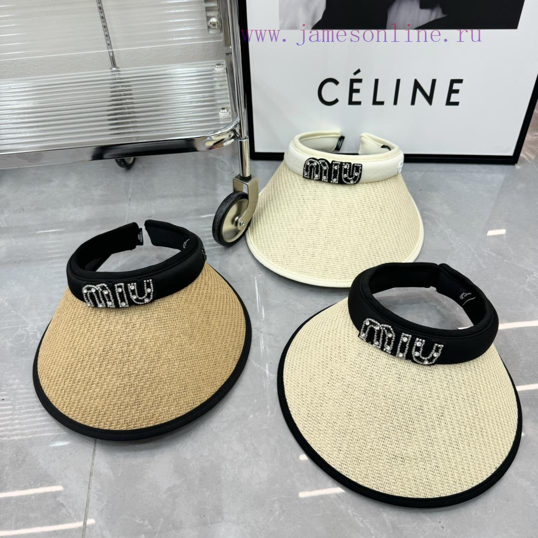 MiuMiu2024 Spring/Summer New Empty Top Sunshade HatAdvanced customizationlzor56xc - Image 4