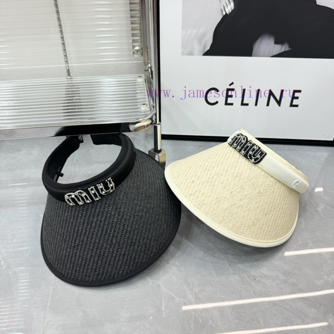 MiuMiu2024 Spring/Summer New Empty Top Sunshade HatAdvanced customizationlzor56xc - Image 5