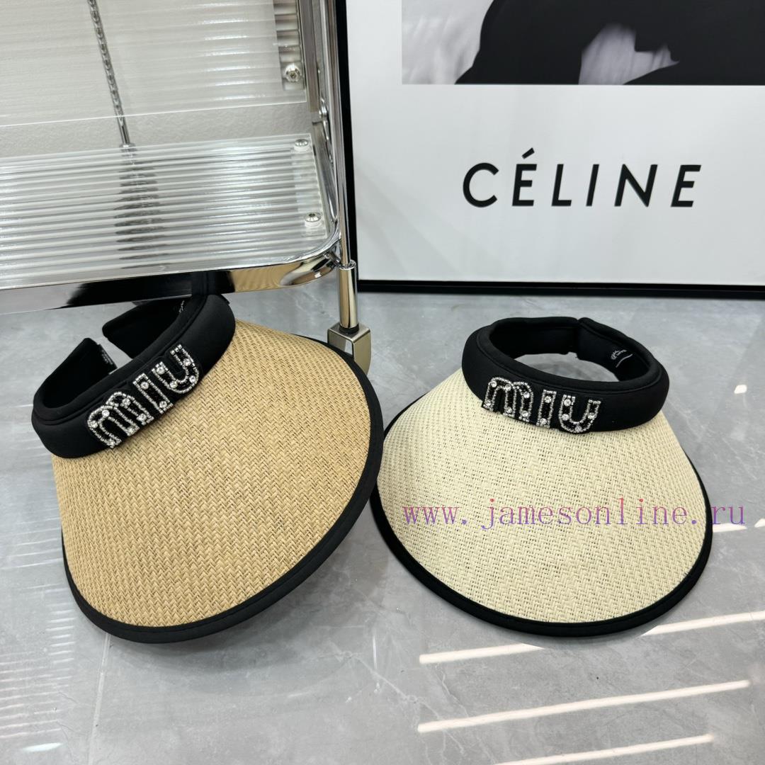 MiuMiu2024 Spring/Summer New Empty Top Sunshade HatAdvanced customizationlzor56xc - Image 6