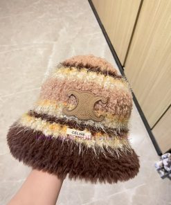 CELINE 2024 New Plush Color blocked Knitted Fisherman's Hat, Korean Design - Essential for D933lcu7l