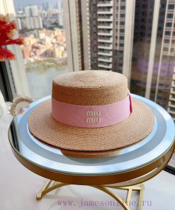 MiuMiu Spring/Summer Lafite Grass Flat Top HatColorful decoration with letter logo and flatcqkez7nr