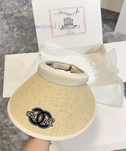 Chanel 2024 Summer New Knitted Simple Sunshade Hat Hair Hoop Empty Top HatInternal UV protecszlqqh1n