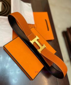 3.8cm, Hermes/Hermes Classic H brushed gold/palladium buckle, imported togo leather lining, eqs6blgh