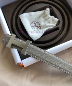 Hermes Women's 2.4cm Stainless Steel Four Corner Metal Buckle with Cross Pattern on the Head m5ke52aq