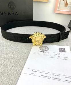 P Width 4.0cm Versace This canvas patterned leather waistband is adorned with the iconic Ver ilngoj4u