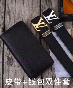 LV. Louis Vuitton Double Piece SetWooden box, belt+wallet, two-piece setGrade: Imported 100% pgvravju