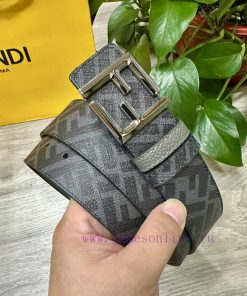FENDI FendiFull set of the same width 4.0CM double ring front and back waist belt FF nail bu rl6o9aqq