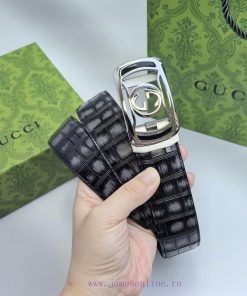 Gucci Men's Automatic Waist Belt - Width 35MM 316 Premium Steel Buckle Crafted with Exquisit 2632x35m