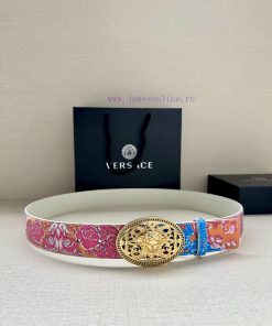 3.8cm wide Versace belt with three-dimensional La Medusa double-sided buckle, decorated with r1ofetws