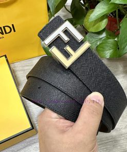 FENDL 40MM wide double-sided original calf leather with a single ruthenium palladium plated 6jijnvt0