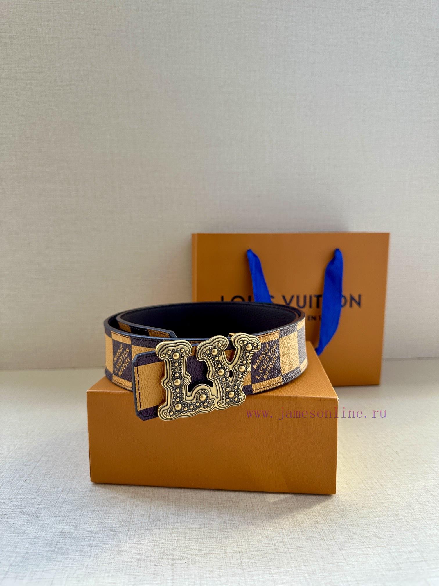 This 4.0-wide LV Initiales double-sided belt is from the 2024 spring/summer men's fashion sh i8fu24ns - Image 6