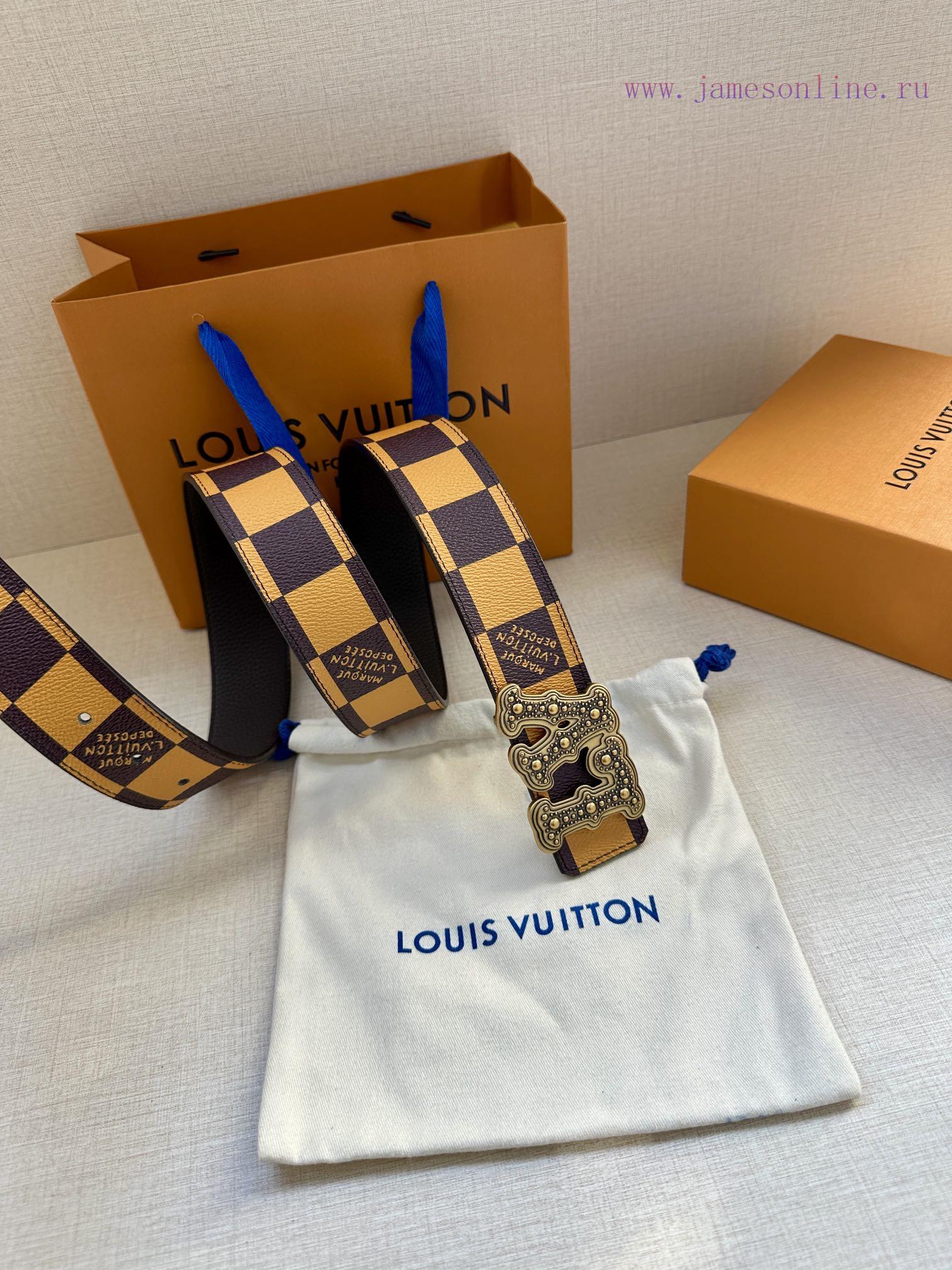 This 4.0-wide LV Initiales double-sided belt is from the 2024 spring/summer men's fashion sh i8fu24ns - Image 9