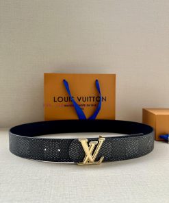 The 4.0-wide LV Dimension double-sided belt lights up daily fashion with a subtle style, sho 95eoatlv