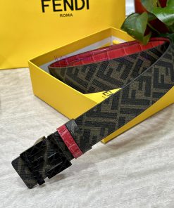 FENDI style with width of 4.0CM, double ring front and back waist belt, FF nail buckle, red zjbqtbim