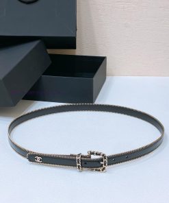 Chanel 24c brass metal imported shiny calf leather 2.0cm soft and exquisite waist belt eydk44hx