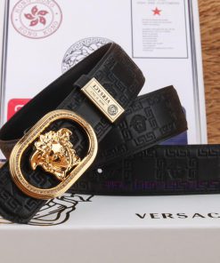 Versace leather belt with a beautiful head and embossed cowhide body, exquisite diamond buck egiahcsk